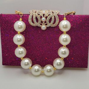 Magenta Glitter Clutch with Crown Lock